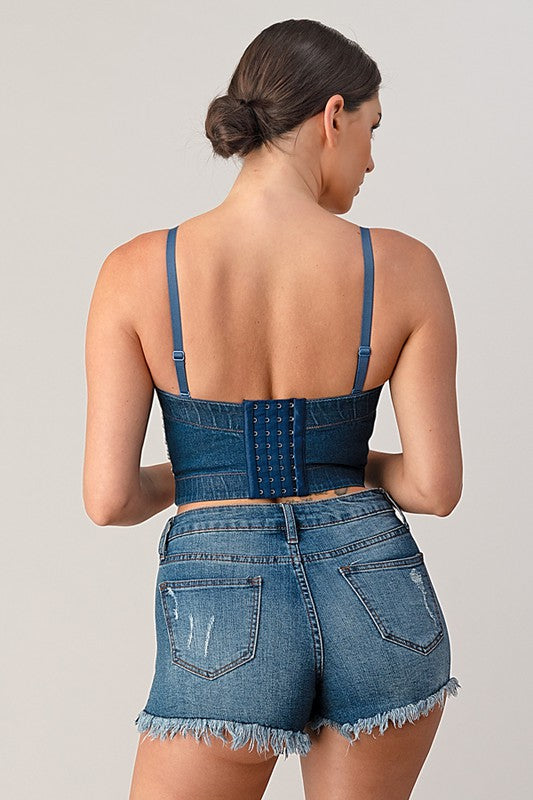B Bedazzled Denim Top
