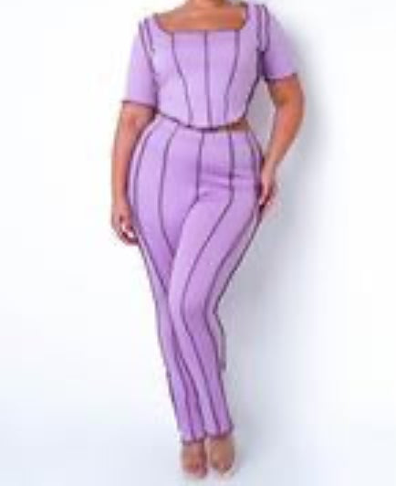 Lavender REBECCA Pants Set (Plus)